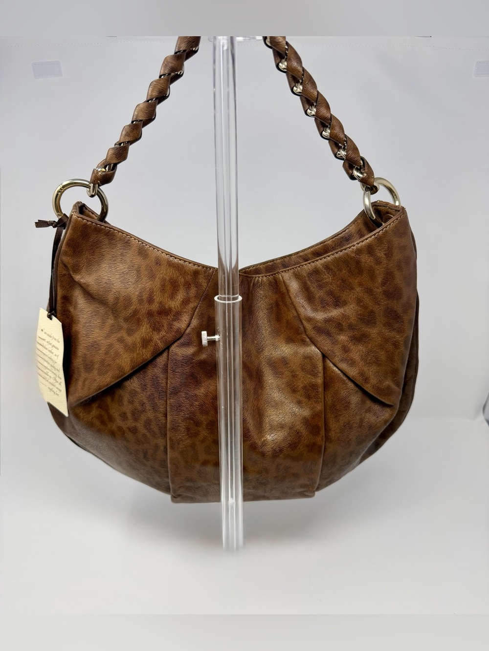 Ted Baker Brown Leather & Braided-Handle Hobo Bag NWT - Picture 3 of 9